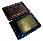 PU leather magnetic money clip with zippered pocket