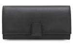 imitation leather wallet in black , flap opening , leather goods , alibaba factory