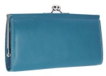 Faux leather ladies wallets and purses, metal frame clutch purse