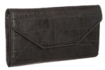 Pu crocodile envelope wallet for women, trifold, black