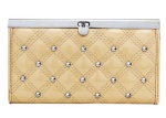 lady metal frame hinge wallet, woman quilted wallet