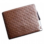 bifold PU leather wallet for men with zip coin pocket