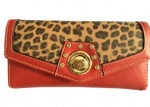 trifold PU leopard purse , woman clutch