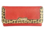 trifold PU leopard purse, flapover women wallet