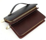 zip around men's leather wallet organizer purse