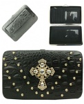 Fashion material stud frame cross wallet for woman