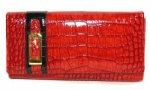 synthetic leather woman purse wallet with metal frame