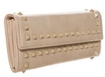 Fashion rivet wallet in nude