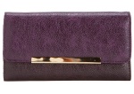 tri fold ladies purse with metal plate