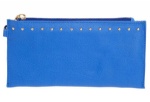 woman zipper wallet with rivets, long mini purse